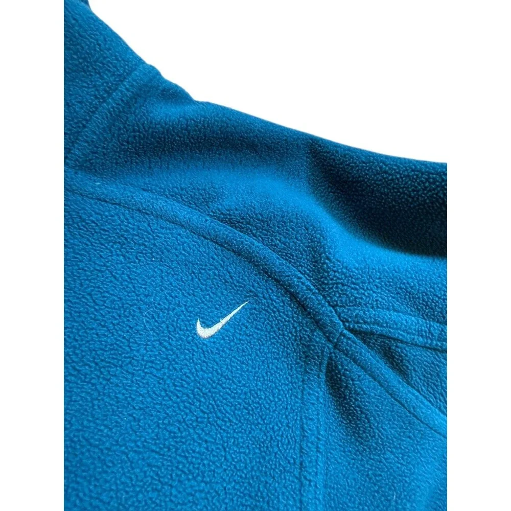Nike Jacket Womens Size Medium Blue Fleece Full Zip Y2K Swoosh Outdoor Gray Tag